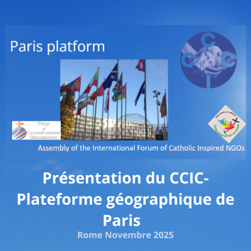 La plate-forme de Paris rassemble les O.N.G. d’inspiration catholique en lien avec l’Unesco qui se trouve à Paris, elle correspond historiquement à la vocation du CCIC, qui est aussi une O.N.G. internationale partenaire officielle de l’Unesco. Il favorise la coopération entre ses membres et l’organisation d’actions concertées.